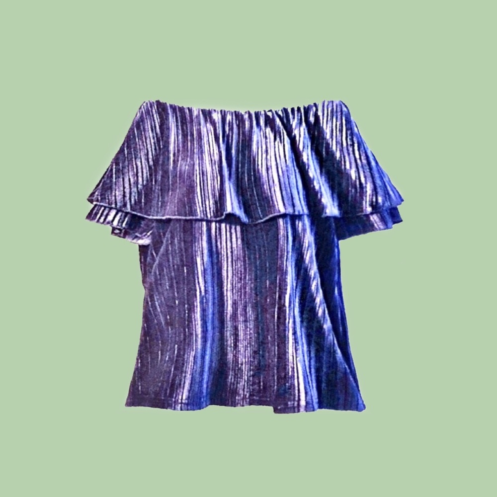 Sanctuary Anthro Velvet Purple Off Shoulder Top